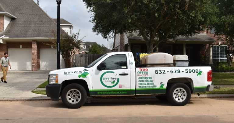 green bee lawn care truck